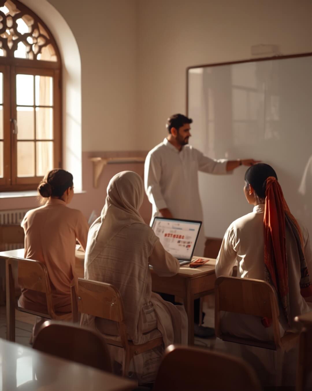 Instructor guiding learners at laptops in a Degardis classroom